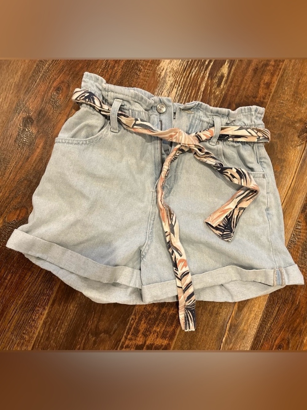 Mango High Waisted Denim Shorts with Belt Size medium